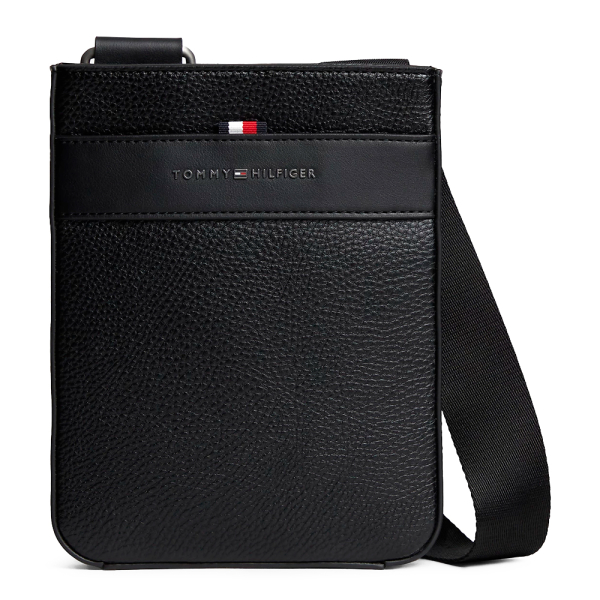 Tommy Hilfiger Sac messager textur avec logo mtallique - U Noir- Ref 81$